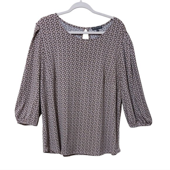 Adrianna Papell Tops - Adrianna Papell blouse women's size 1X polka dot ikat printed bubble sleeve top